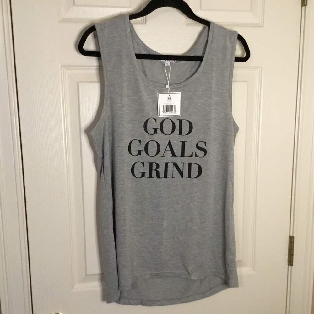 Mary Square NWT God Goals Grind Gray Tank Top - Size XL